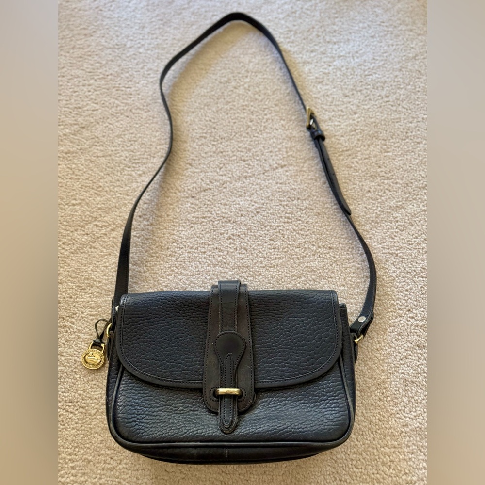 Dooney & Bourke Black Vintage Crossbody Bag with Pebbled Leather